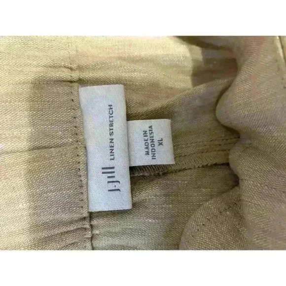 J Jill Linen Stretch Pants Womens XL Beige Button Leg Side Zip Minimal Casual - Picture 8 of 11
